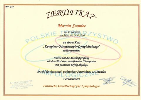 certyfikat fizjoterapia, terapia manualna, masaż
